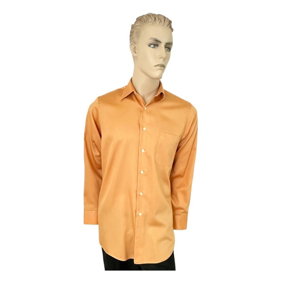 Geoffrey Beene Men's Dress Shirt { Medium - 15 - 32/33 } Mellow Apricot - Peach - Picture 1 of 10